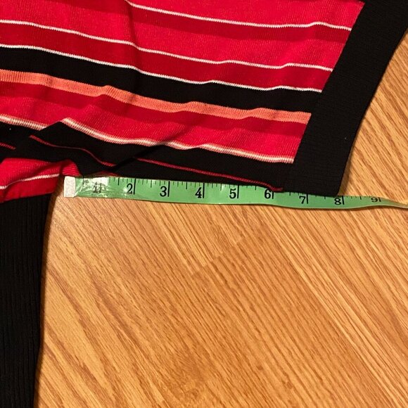 Vintage AGB Boat Neck Lightweight Knit Top Striped Reds/Pinks/Black Size (XL) - Picture 7 of 9